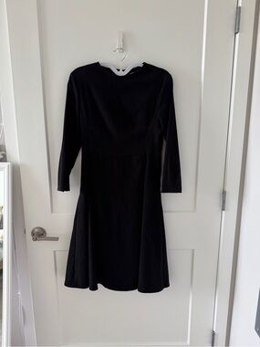 Korean Brand Cherrykoko Black Long-Sleeve A-Line Dress